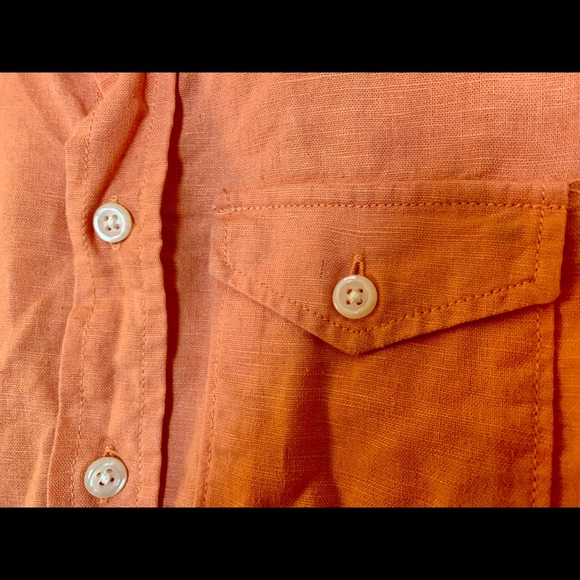GAP kids Orange button down linen shirt. - Picture 5 of 10